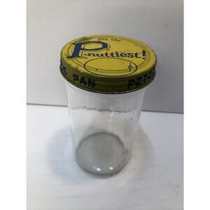 Peter Pan P-Nuttiest Jar and Lid 1960s Vintage Clear Glass MCM FREE SHIPPING